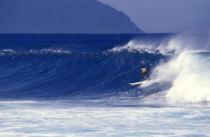 surfer on a blue wave