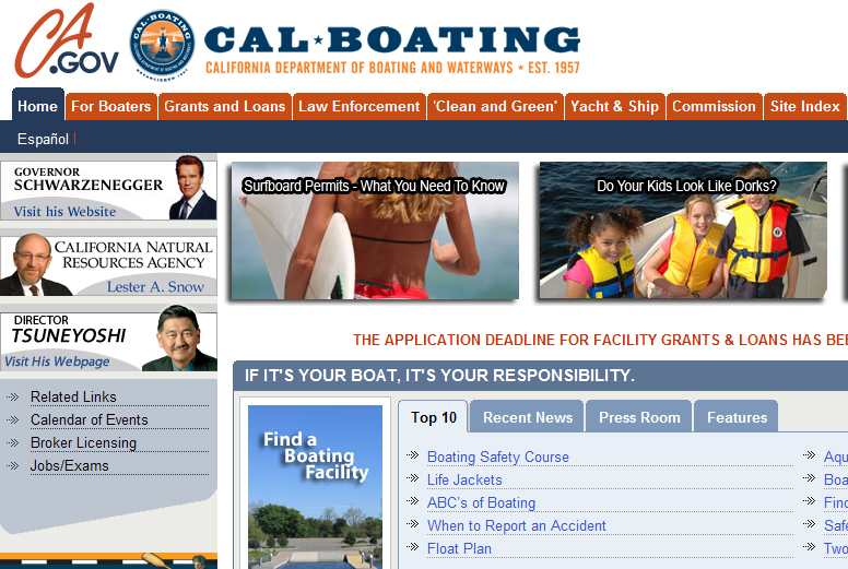 california boating website